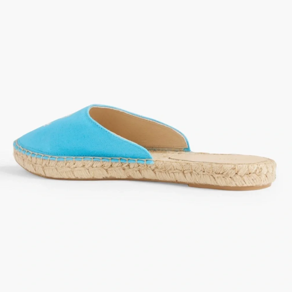 GANNI Embroidered Canvas Espadrille Slippers Turquoise Women’s Size 9 EU 39 NIB